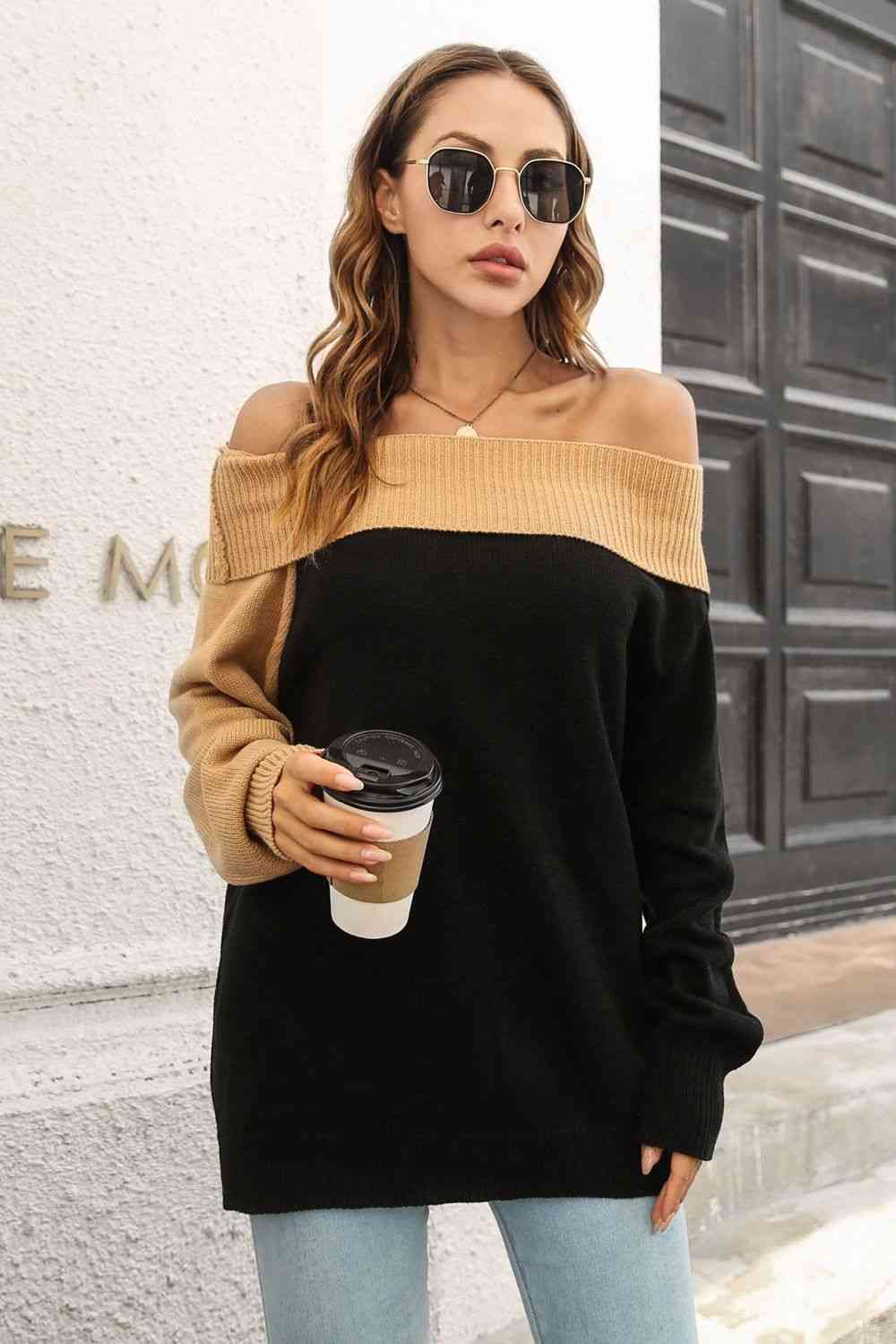 Alanna Ribbed Off-Shoulder Sweater