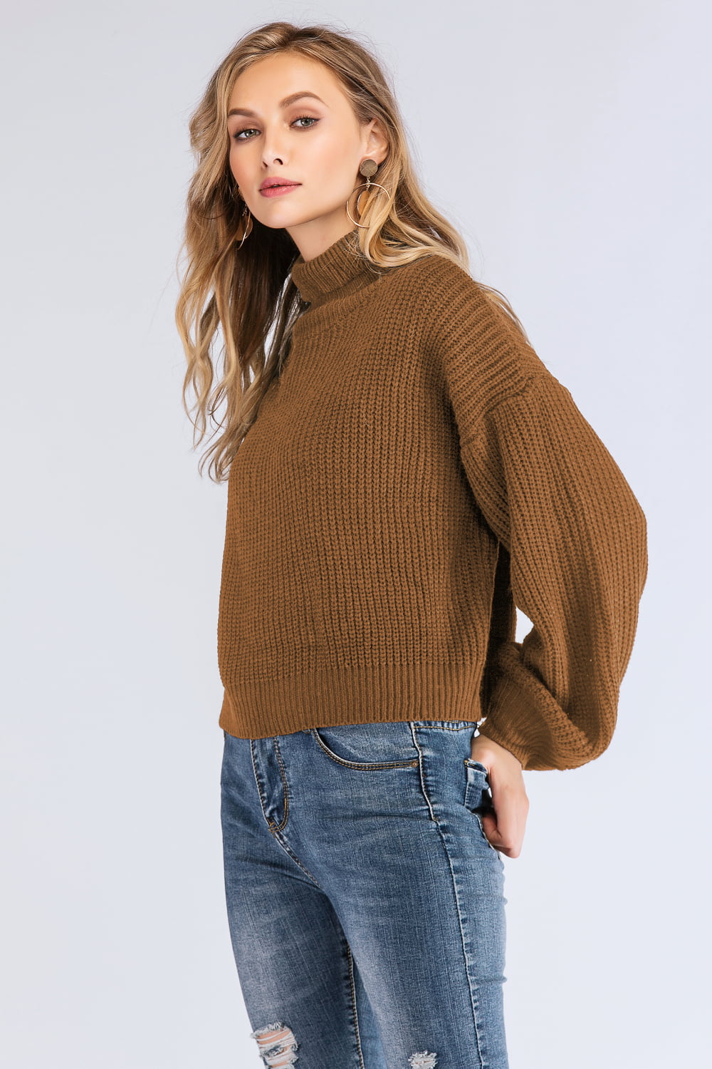Style Session Turtleneck Rib-Knit Sweater