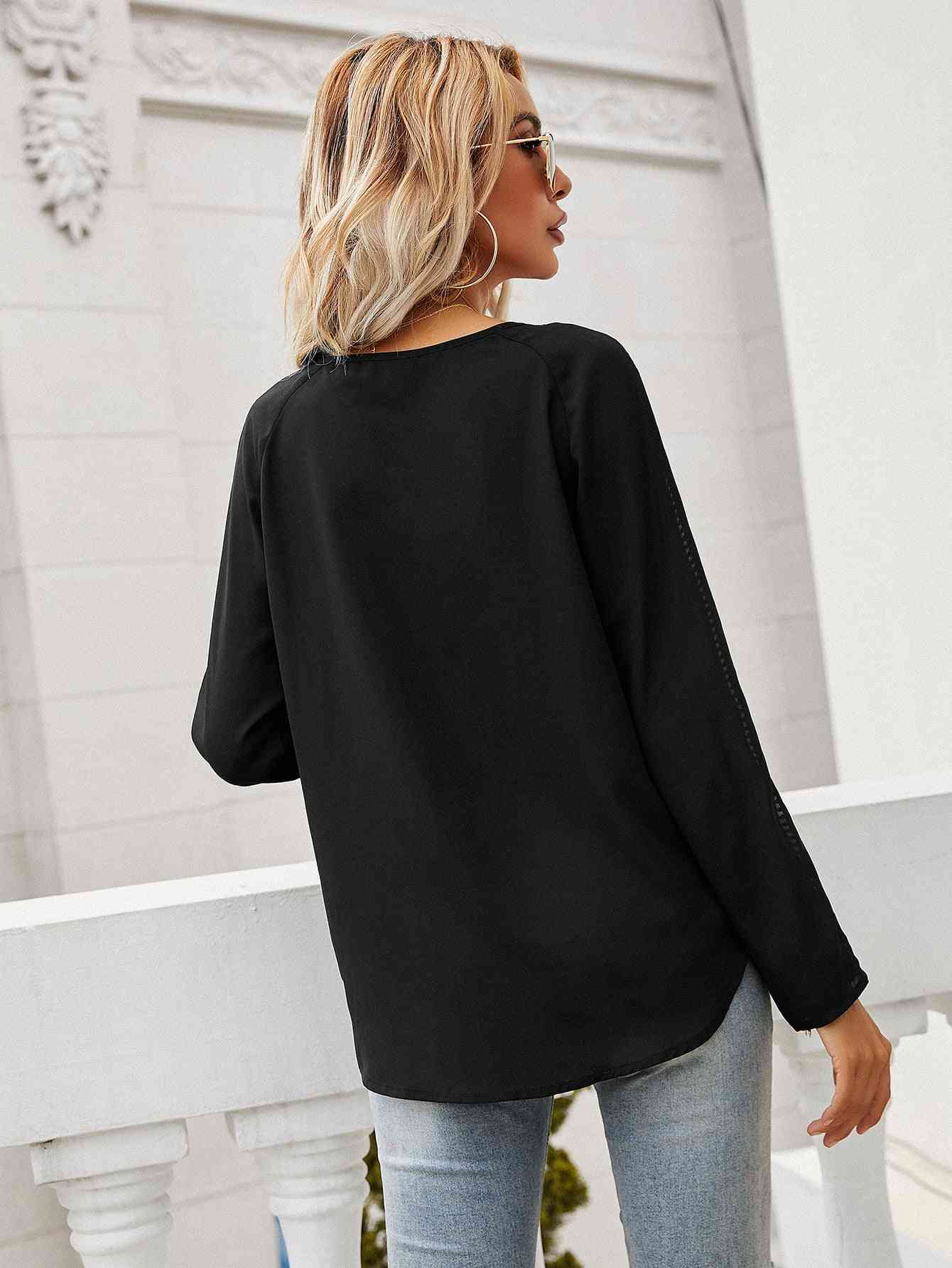 Eliana Tie Neck Semi-Sheer Blouse