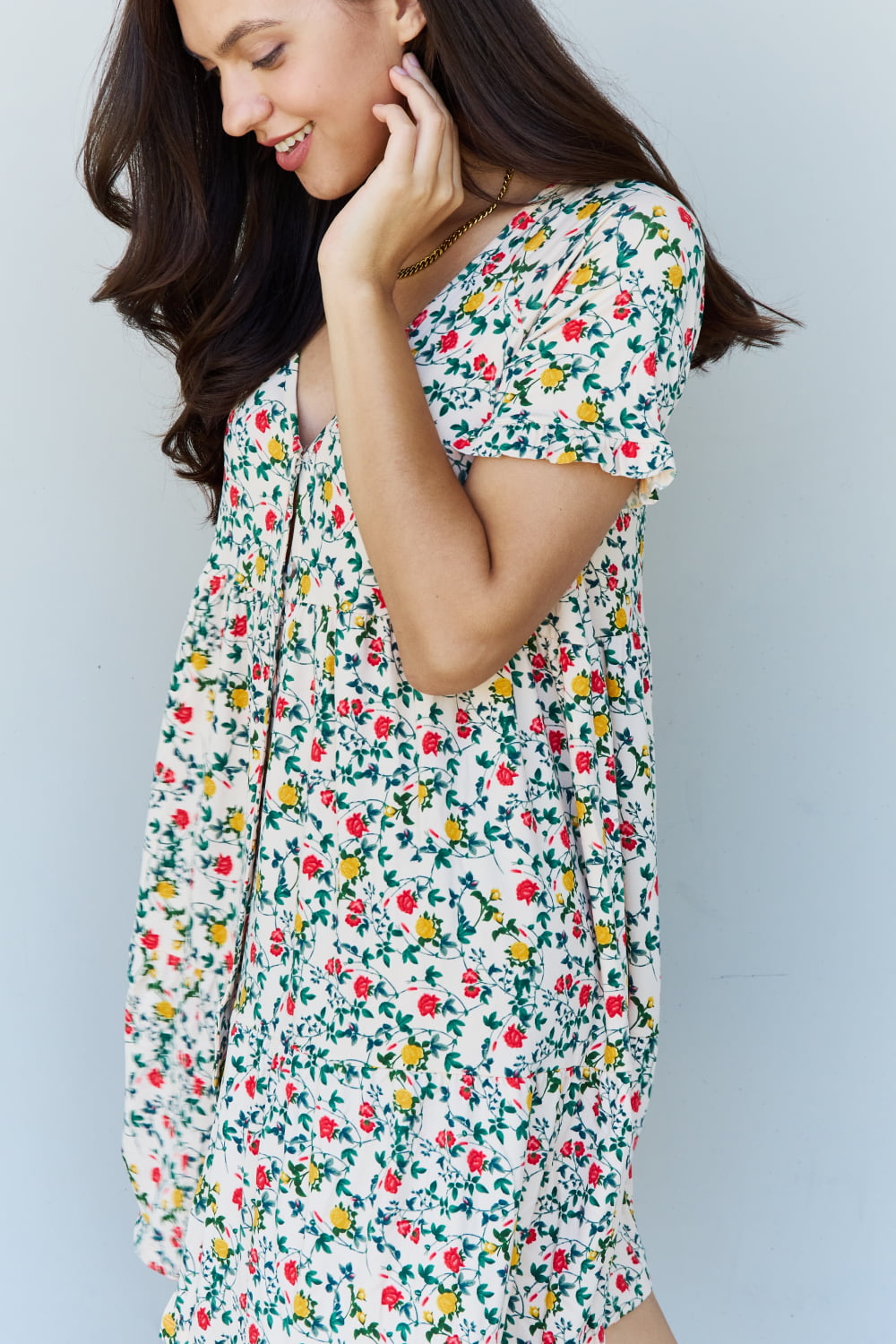 Follow Me Floral Ruffle Mini Dress