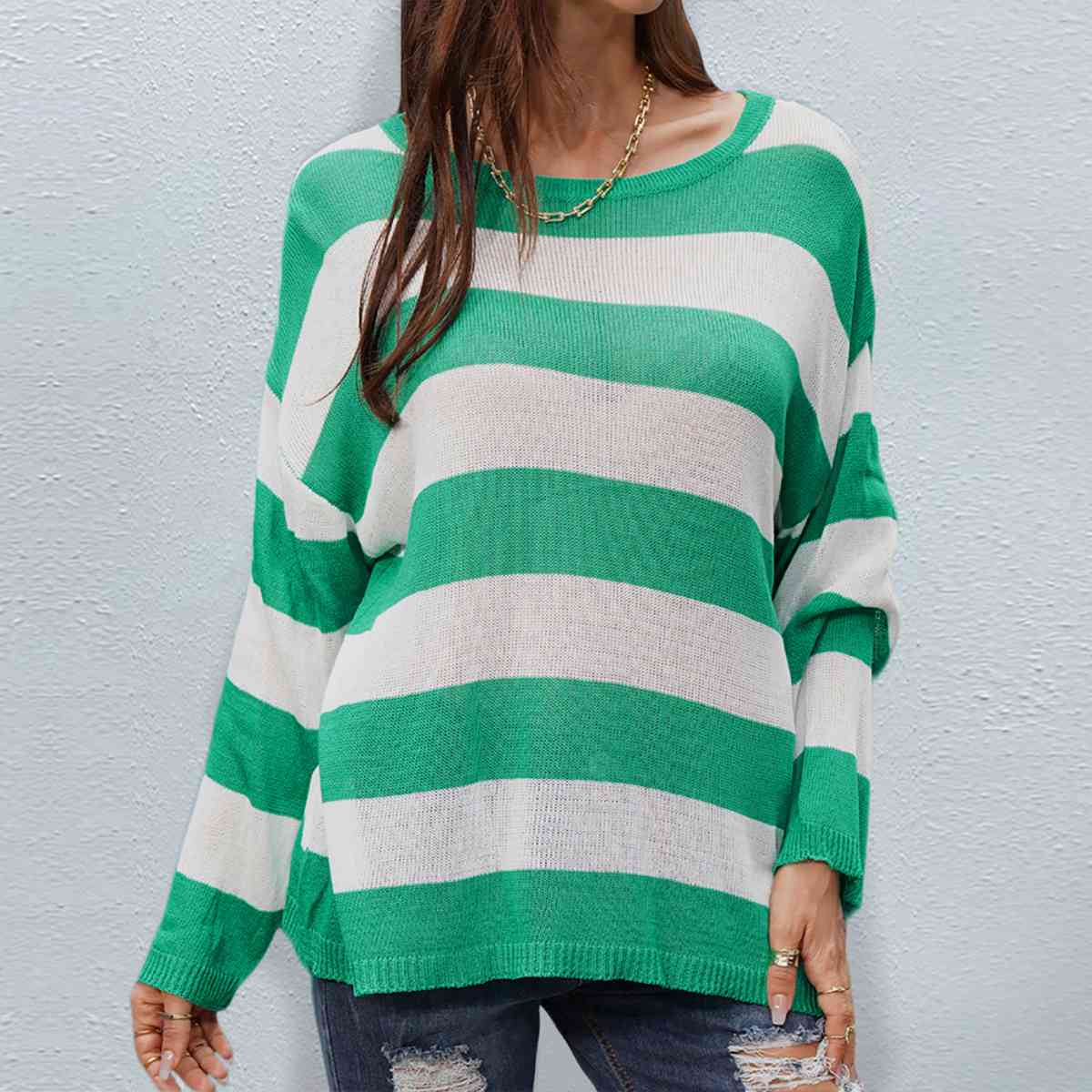 Livia Striped Boat Neck Sweater