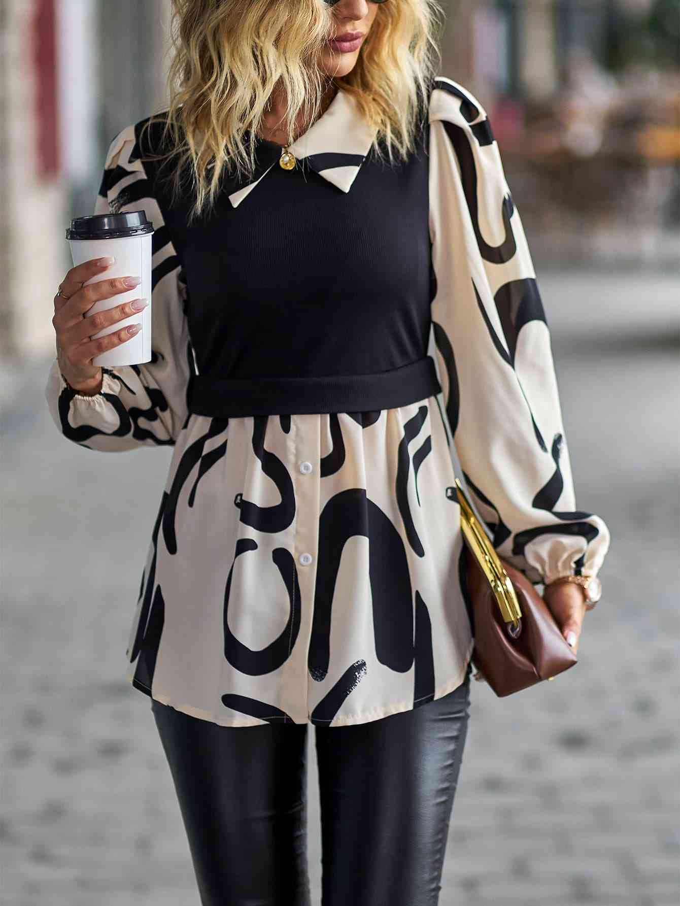 Sydney Two-Tone Puff Sleeve Blouse
