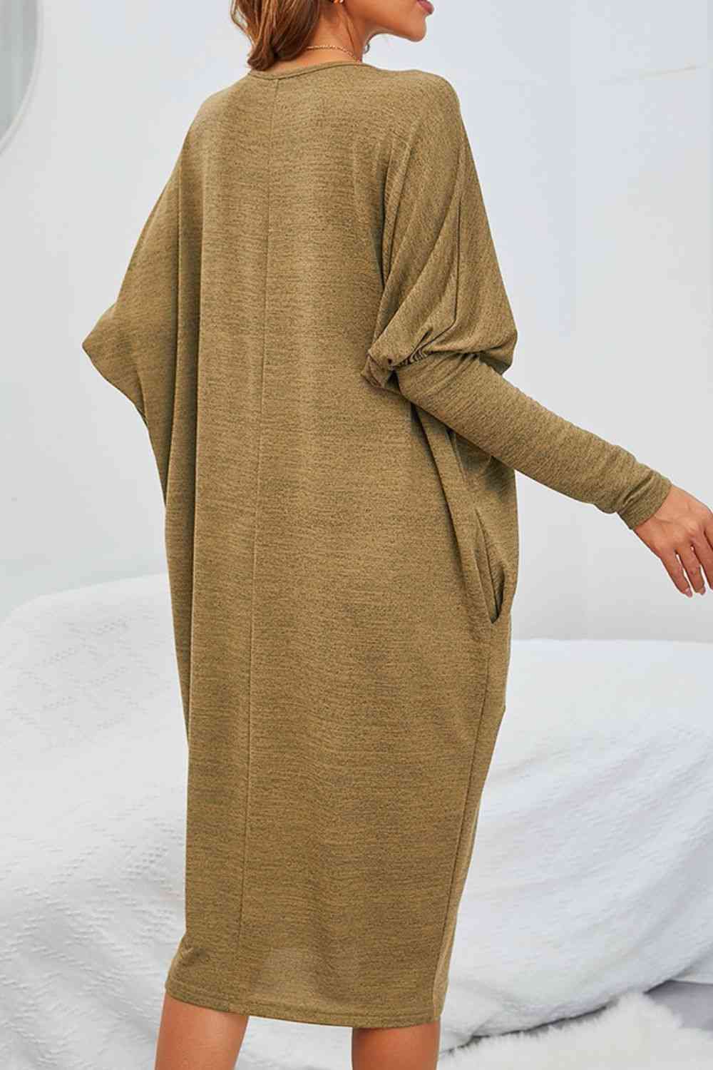 Desert Round Neck Dolman Sleeve Dress