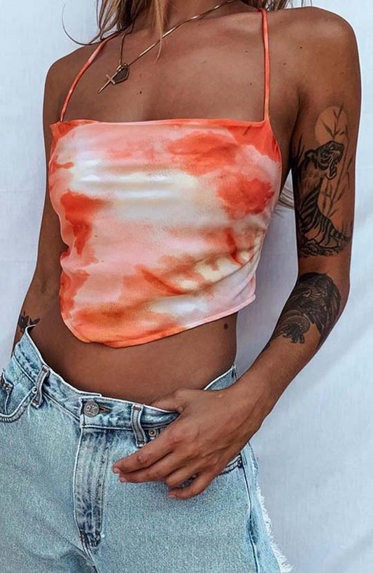 Catch My Drift Orange Tie Dye Halter Top