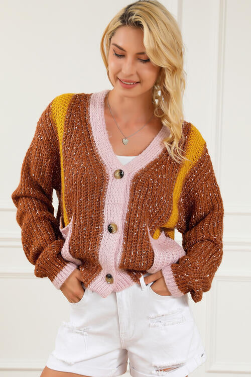 Amelie V-Neck Button Up Long Sleeve Cardigan