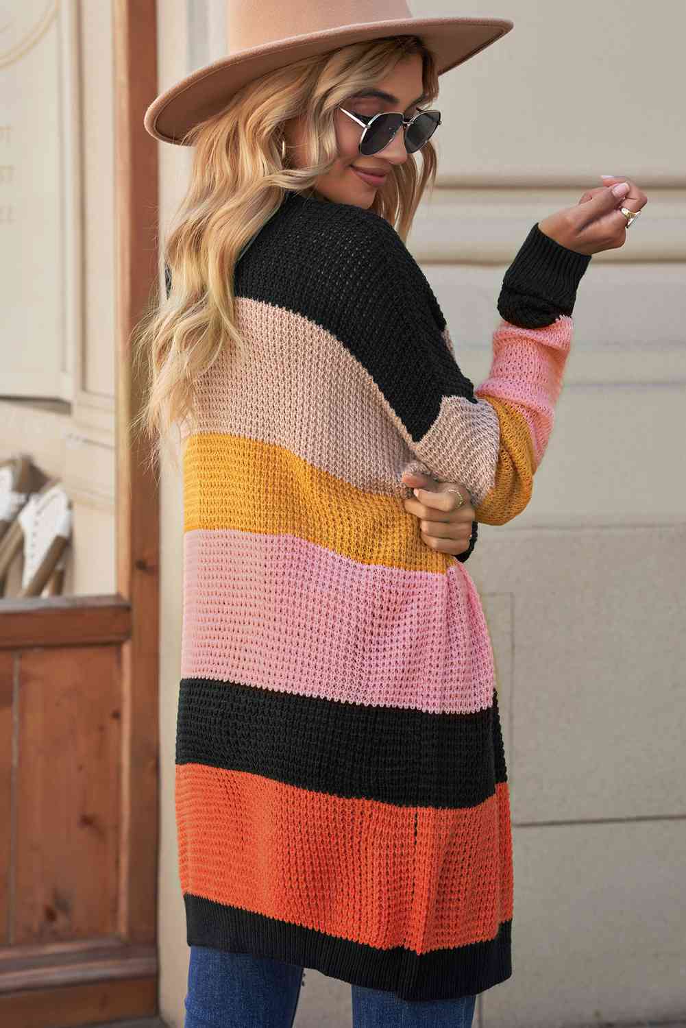 Katalina Striped Waffle Knit Cardigan
