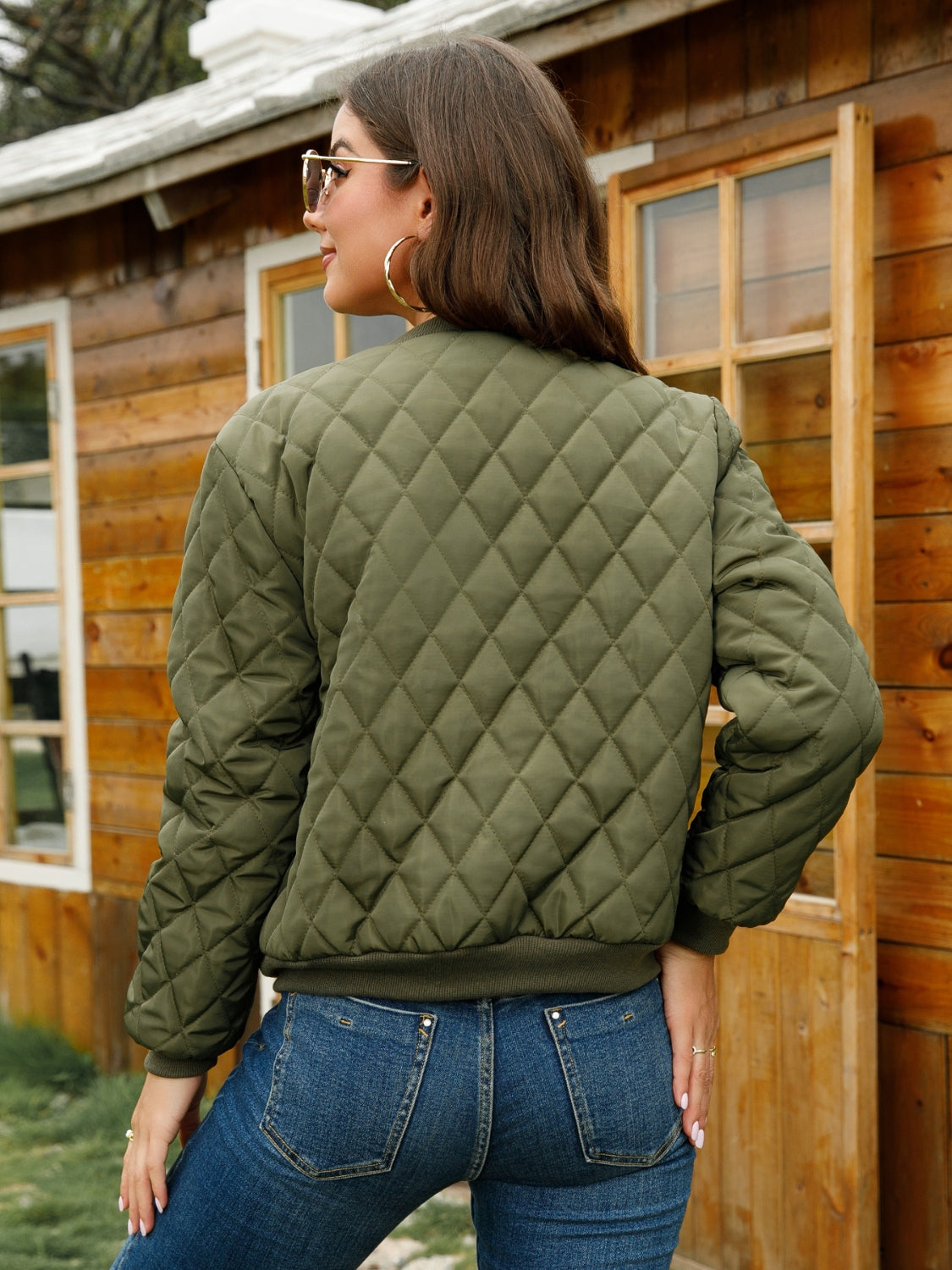 True Rebel Quilted Bomber Jacket