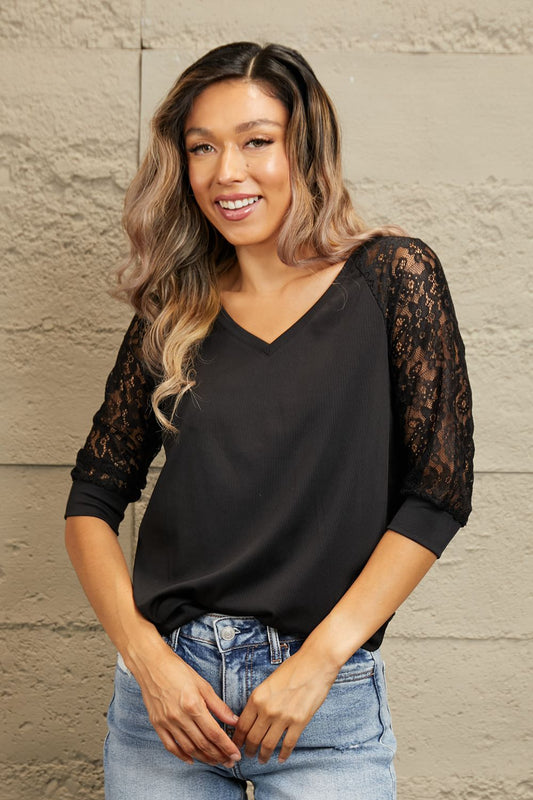 Simplistic V-Neck Lace Top