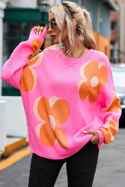 Flower Power Round Neck Sweater