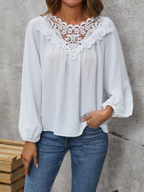 Raegan Lace Detail Balloon Sleeve Blouse