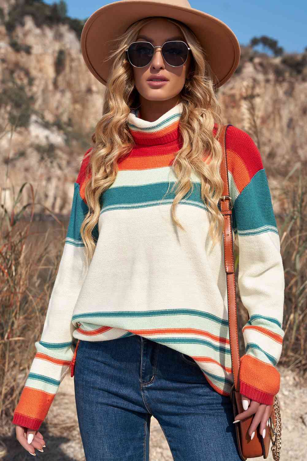 Casey Striped Turtleneck Sweater
