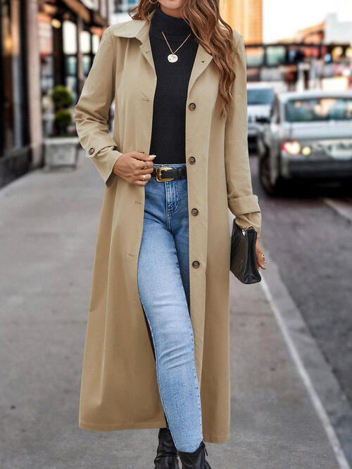 Selena Collared Neck Button Front Trench Coat