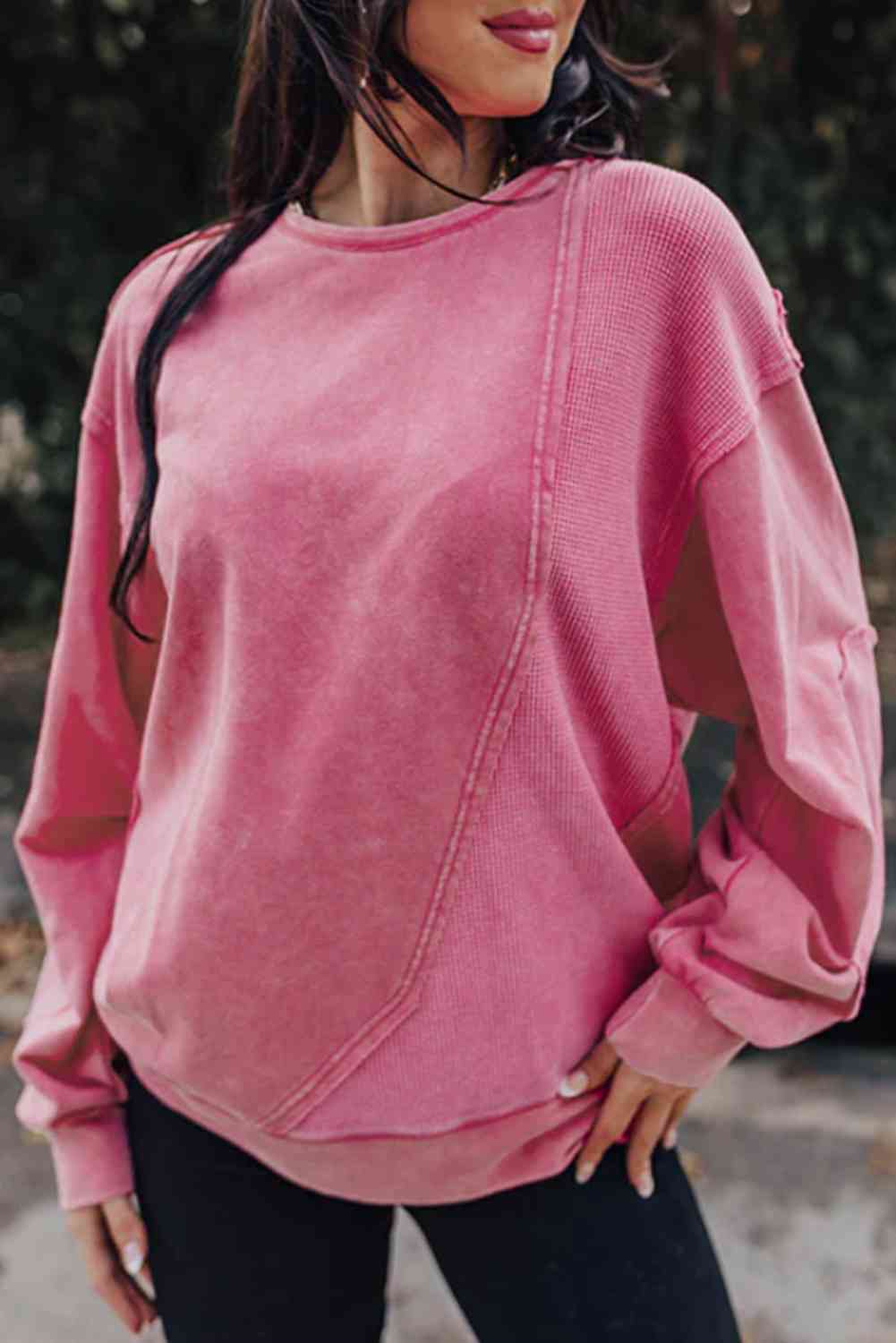 Leona Exposed Seam Long Sleeve Sweatshirt