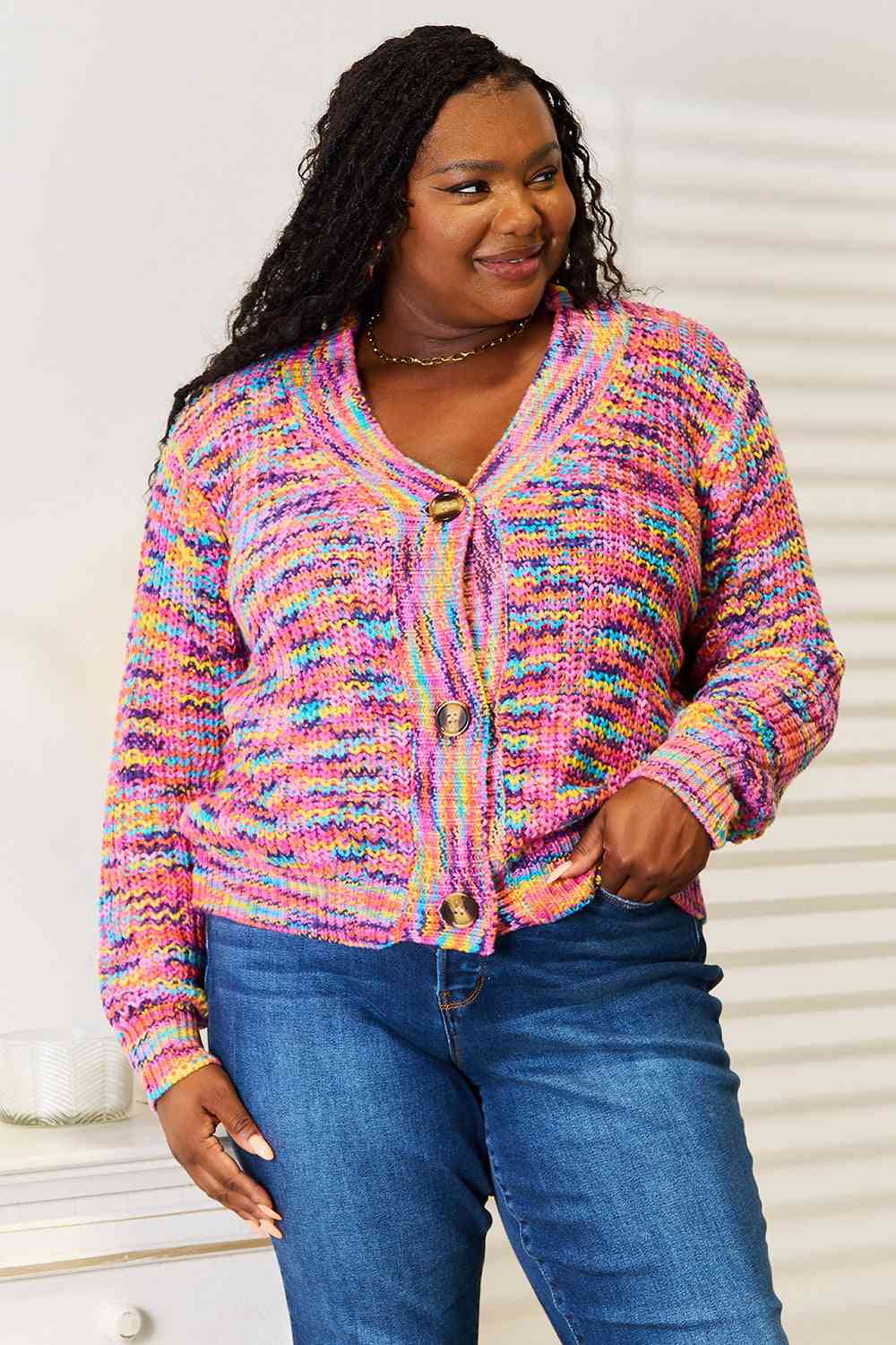 Colorful V-Neck Cardigan
