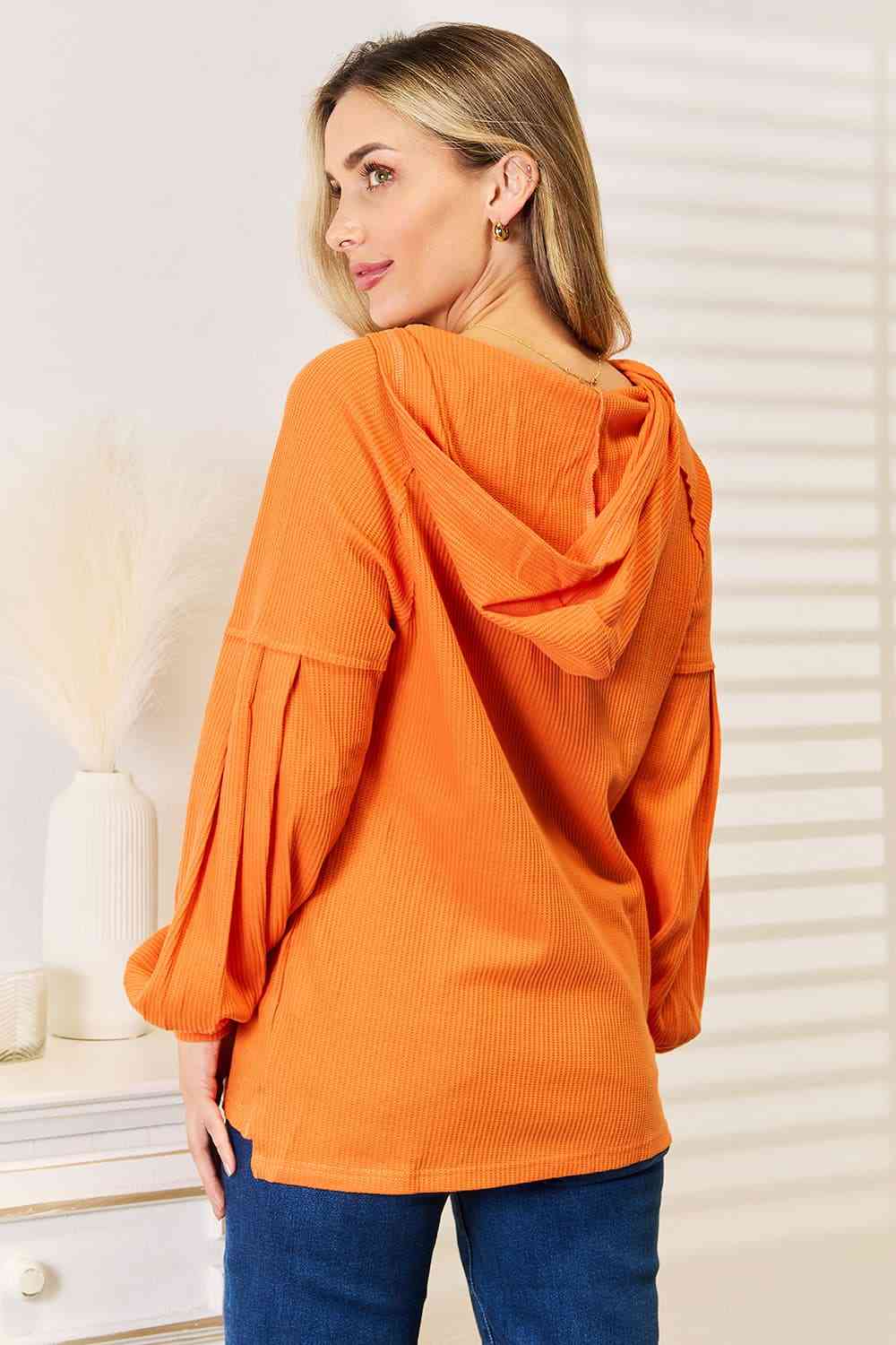 Bryanna Buttoned Waffle Knit Hoodie