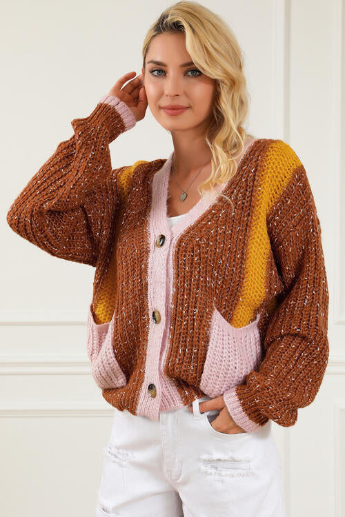 Amelie V-Neck Button Up Long Sleeve Cardigan