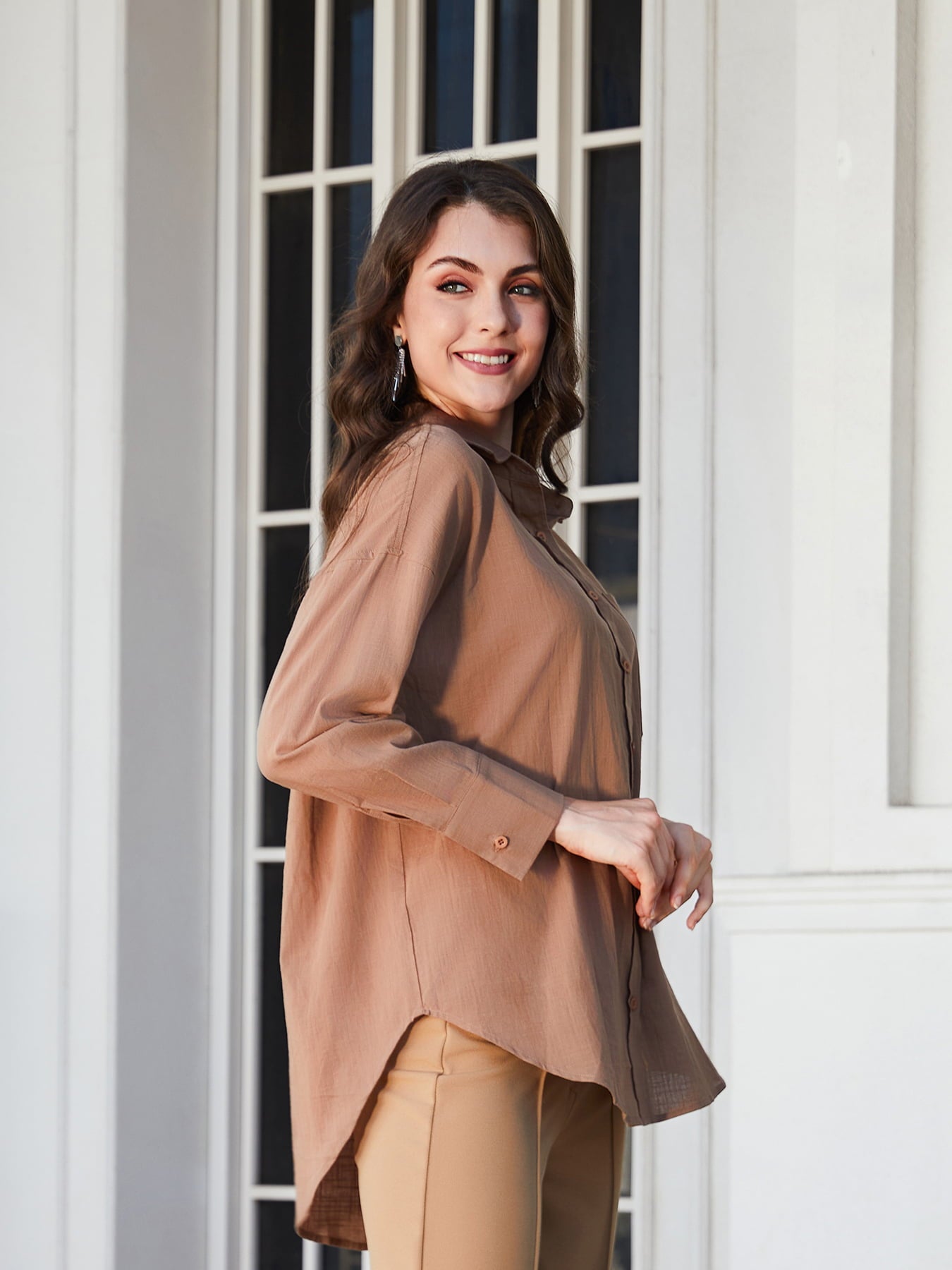 Estelle Collared High-Low Shirt