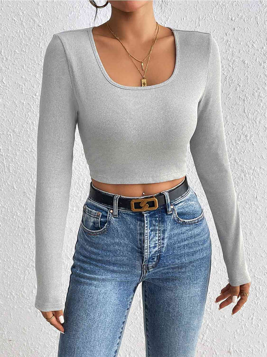 Talia Cropped Long Sleeve Blouse