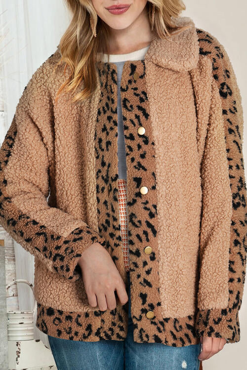 Cozy Leopard Snap Down Jacket