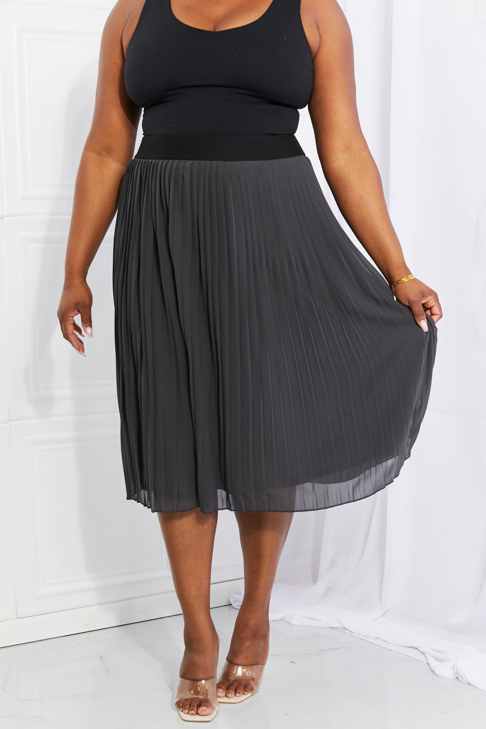 Romantic Pleated Chiffon Midi Skirt