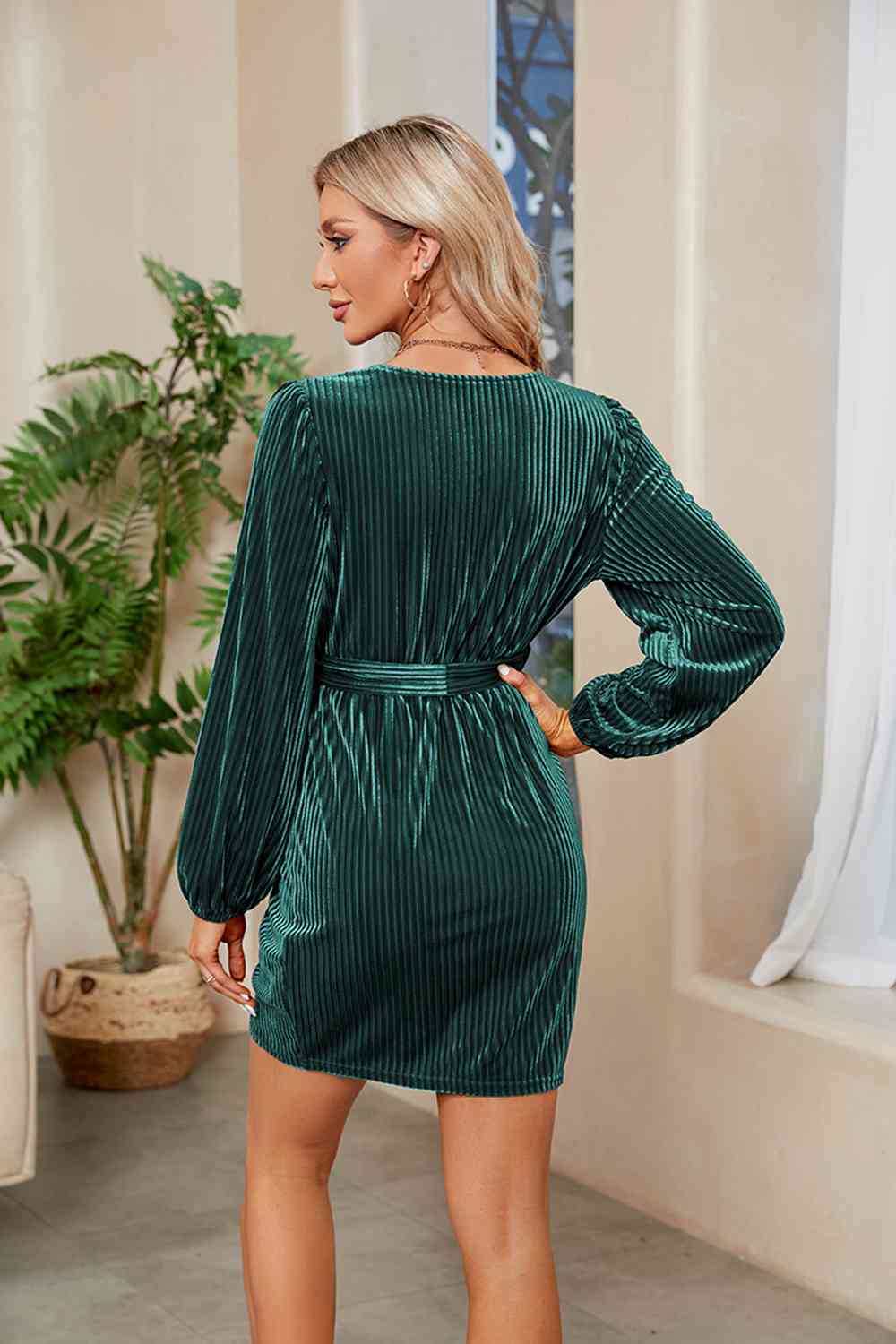 Marley Ribbed Tie Front Mini Dress