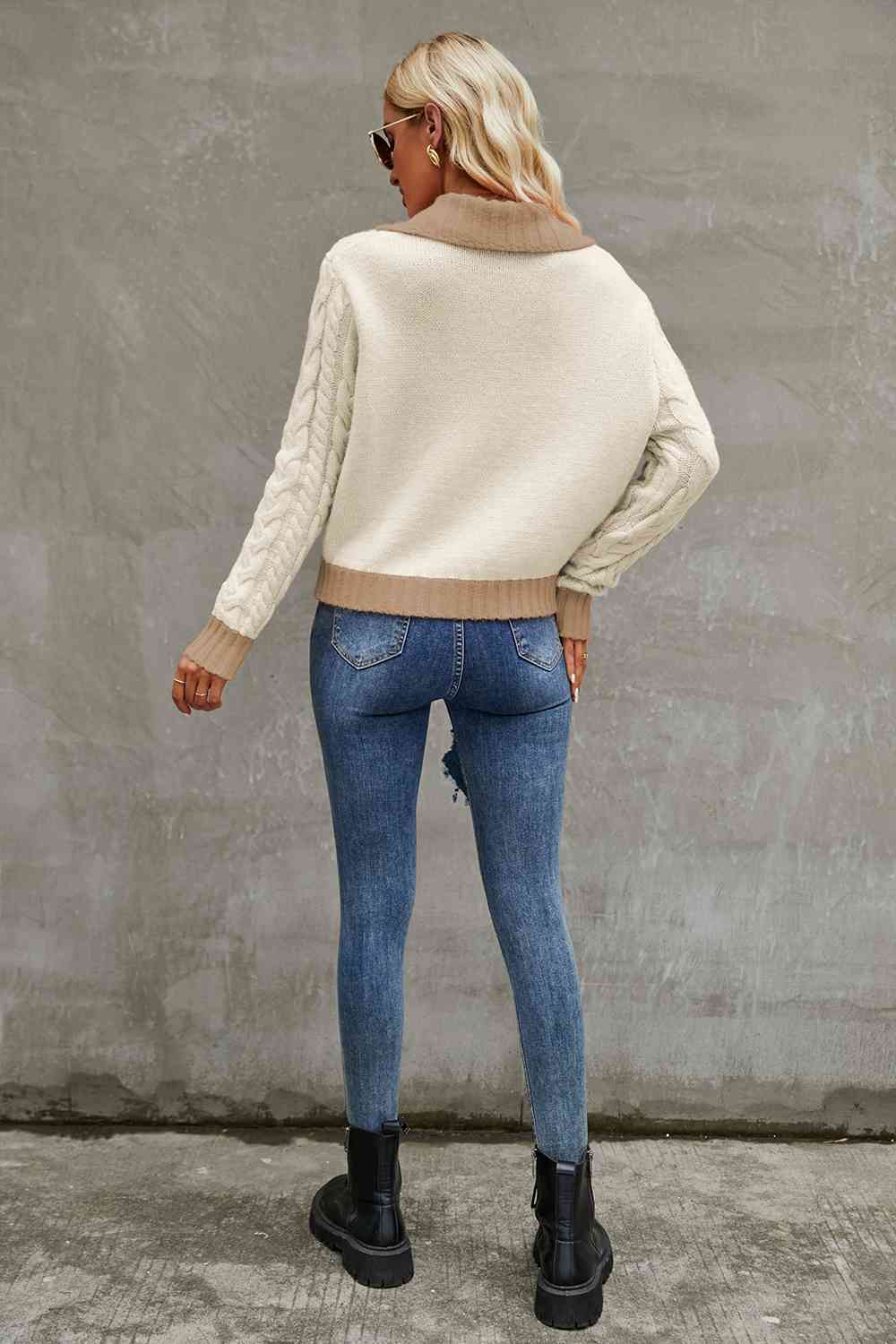 Sierra Contrast Cable-Knit Cardigan