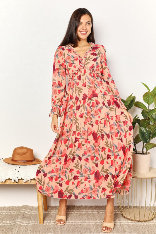 Petunia Floral Frill Trim Maxi Dress