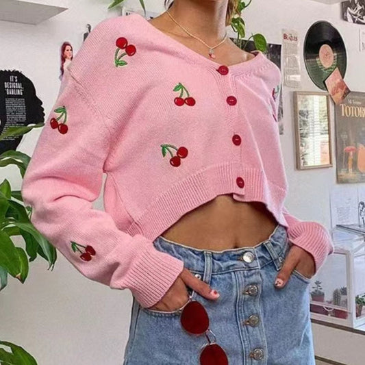 Cherry Cropped Cardigan