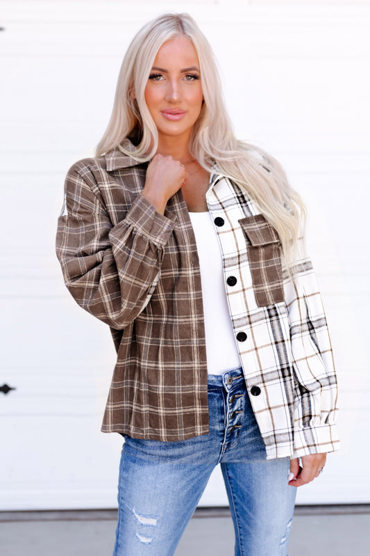 Loving Nature Split Plaid Shacket