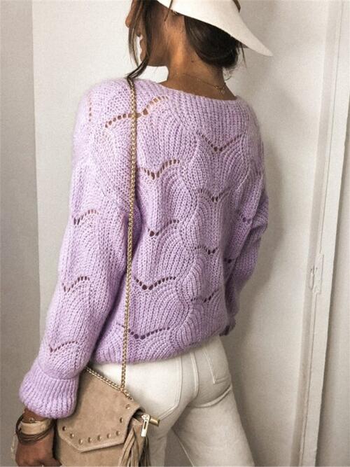 Virginia Openwork Button Up Long Sleeve Cardigan