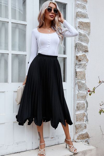 Vivian Frill Trim Pleated Skirt