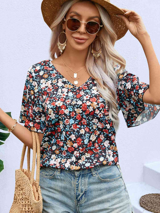 Garden Lace Detail Floral Blouse