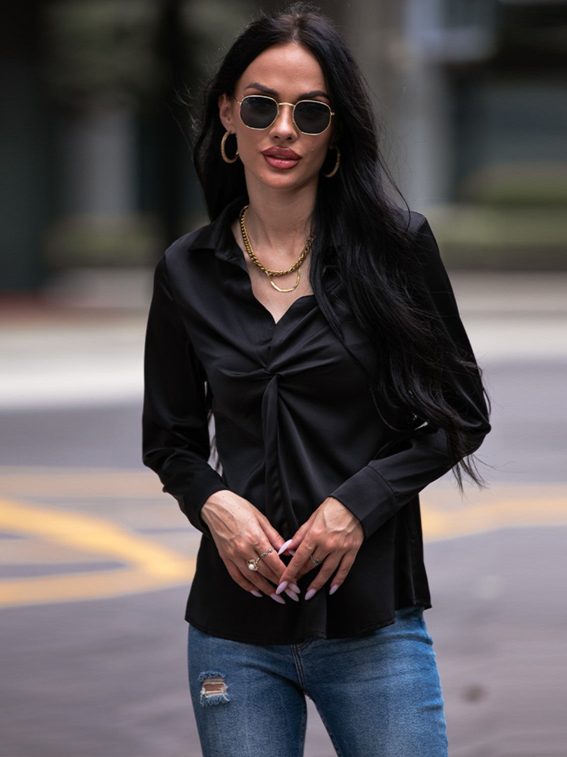 Never Give Up Front Twist Blouse