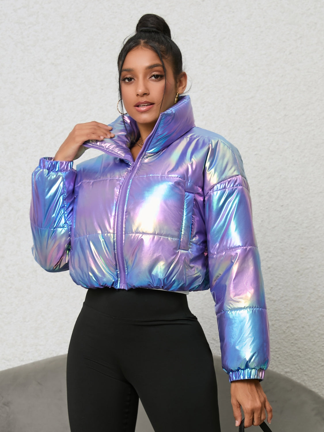 Shine All Day Gradient Zip-Up Puffer Jacket