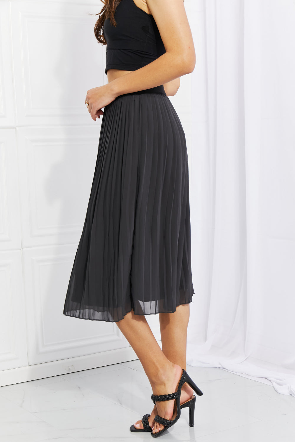 Romantic Pleated Chiffon Midi Skirt