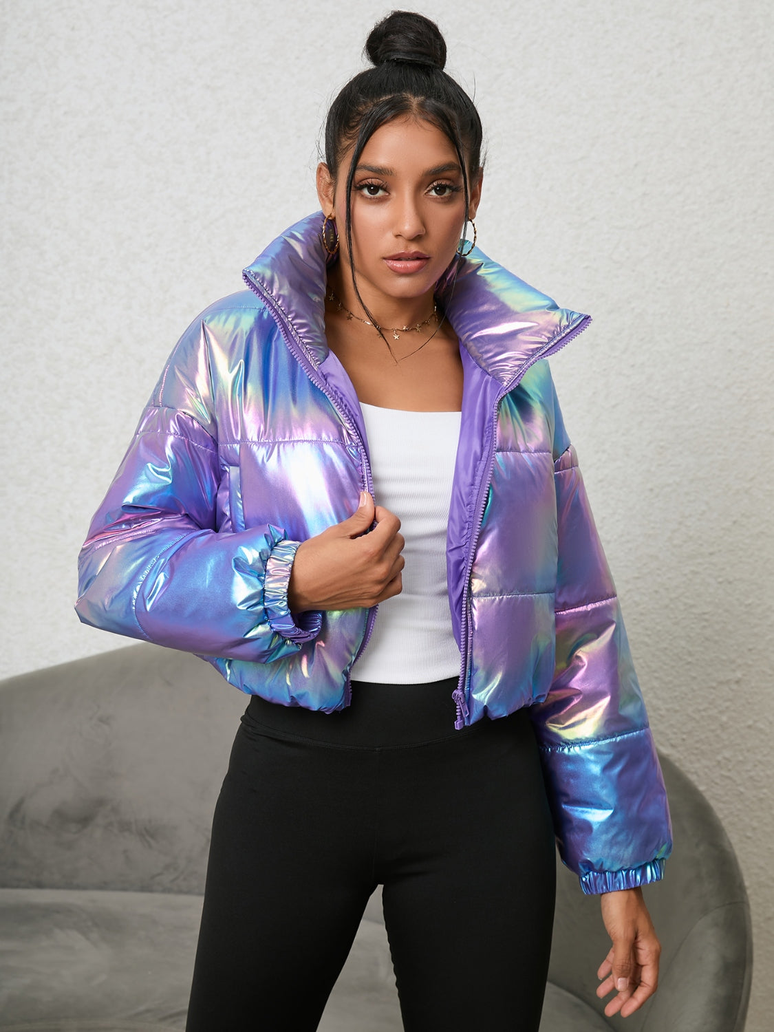 Shine All Day Gradient Zip-Up Puffer Jacket