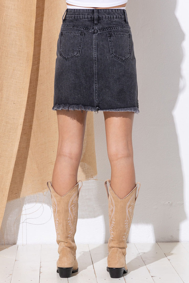 Rodeo Rhinestone Fringe Denim Mini Skirt