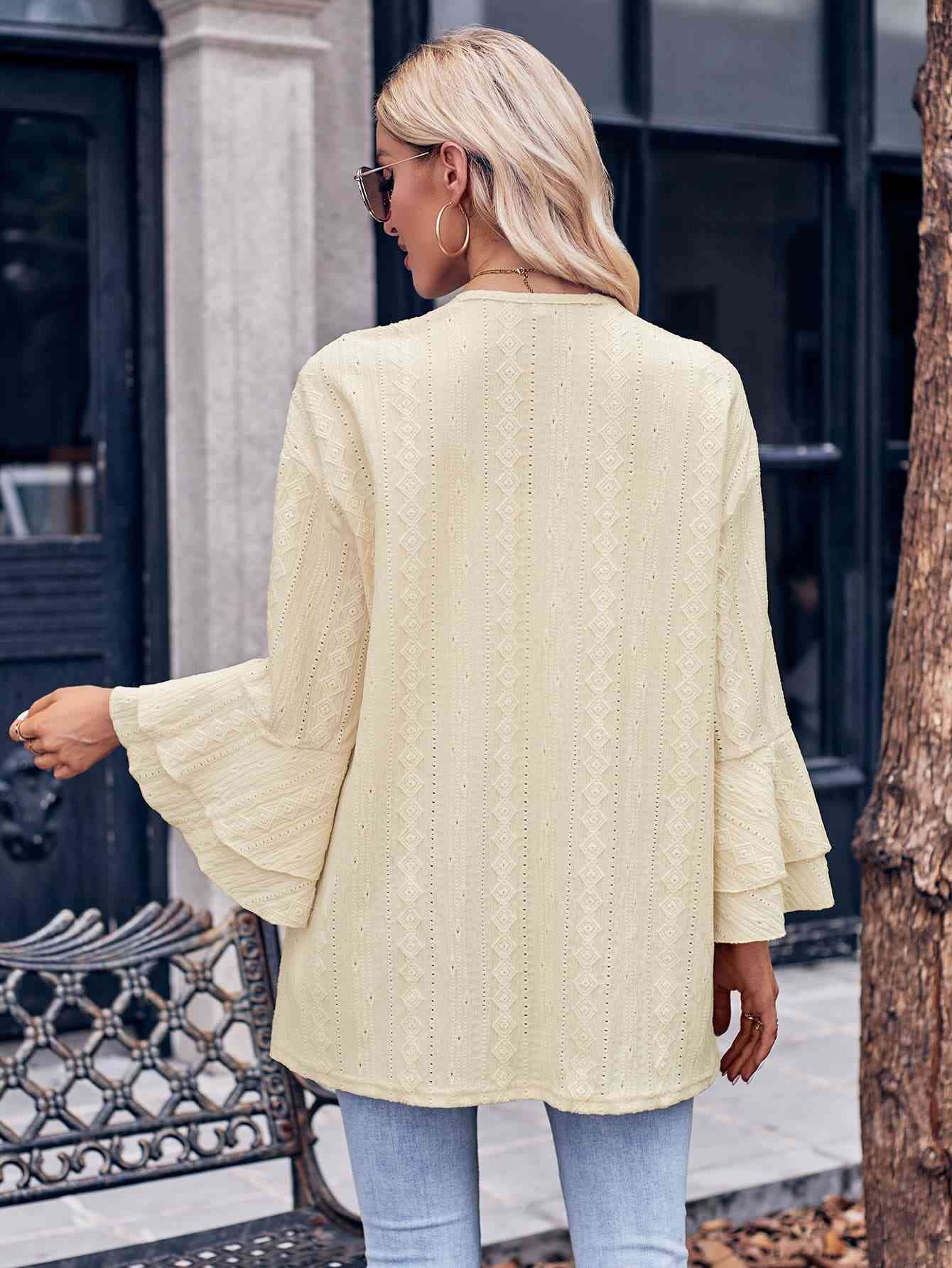 Anne Eyelet Bell Sleeve Cardigan