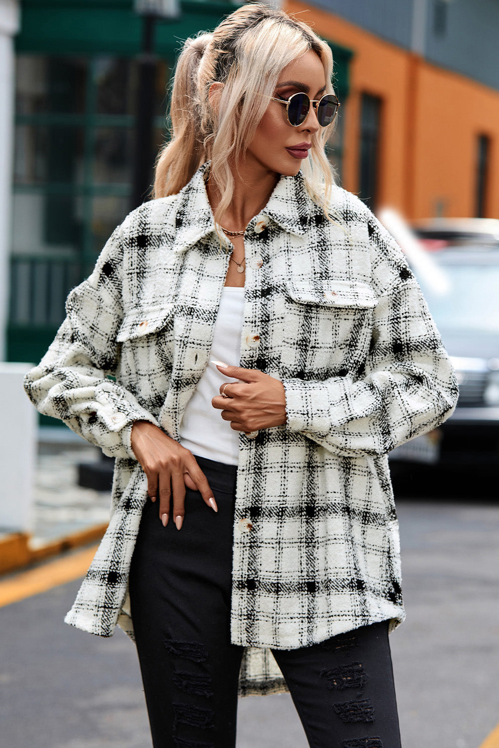 Take A Look Plaid Collared Jacket