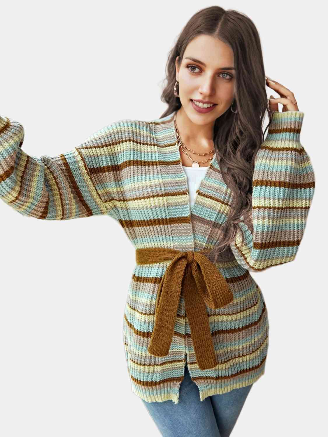 Stormi Striped Open Front Cardigan