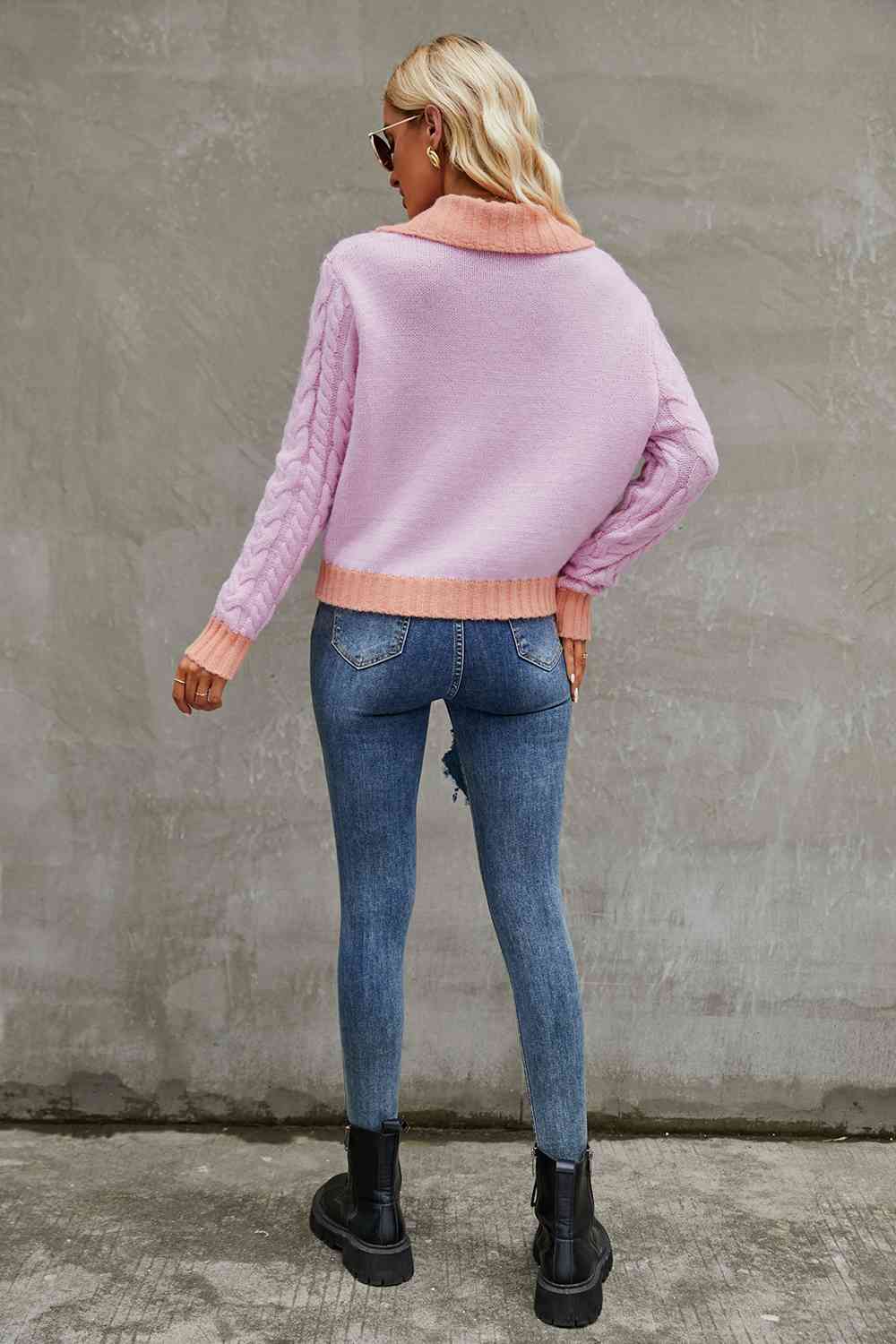 Sierra Contrast Cable-Knit Cardigan