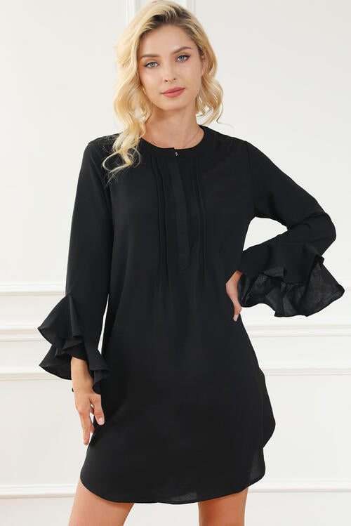 Sienna Round Neck Flare Sleeve Mini Dress