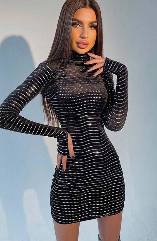 Sharing Secrets Black Sequin Mini Dress